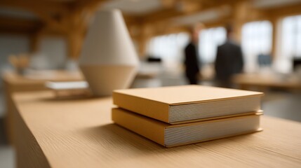 Modern Workspace with Decorative Objects and Minimalist Books
