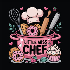 Cute Cartoon Baking Illustration with Kitchen Tools and Sweets