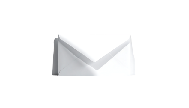 A digitally rendered,  clean, white envelope, sharply angled,  suggestive of email or correspondence