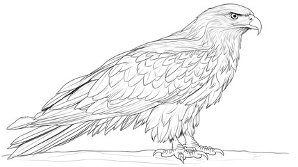 A long-bodied golden eagle, its body oriented to the right of the image, facing forward. A series of minimalist line drawings, focusing on form and silhouette. isolated on a white background