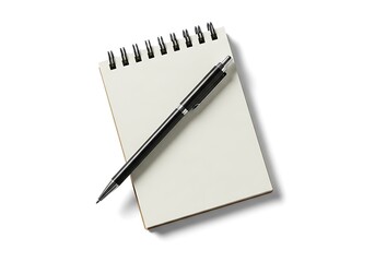 Spiral bound notepad and pen isolated on white background