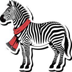 Fototapeta premium Christmas zebra with scarf silhouette vector