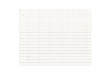 White clean crumpled paper texture with checkered grid. Vintage empty paper template for posters and banners, back to school design element, vector illustration background