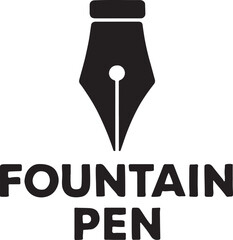 Silhouette of a fountain pen banner, ideal for writing, calligraphy, stationery, and creative designs.