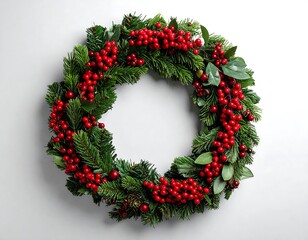 Christmas wreath on white background