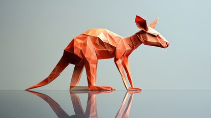 Obraz premium Low-poly kangaroo model, orange hue, reflective surface