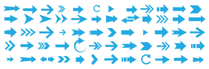 Black arrows flat icons. Set for web design. Direction pointers vector icons. Big collection. Vector set of black arrow signs.