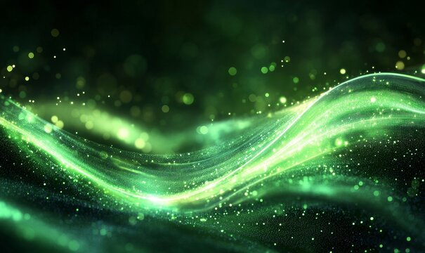 Futuristic speed motion with green rays of light, creating a dynamic digital effect for abstract designs and technological themes, Generative AI