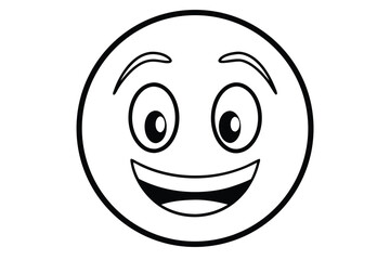 Black Line Drawing Emoji Style Happy Smiling Expression With White Background