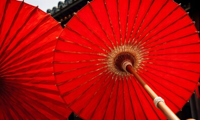 Traditional Chinese Red Paper Umbrellas