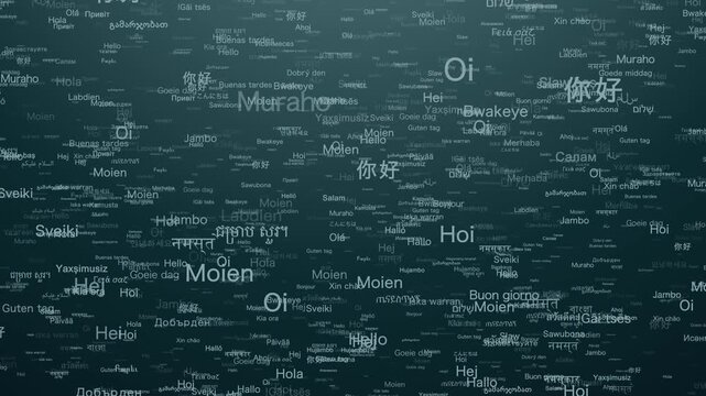 世界の言語で「こんにちは」上昇　ダークカラー　全63フレーズ（61言語）バージョン　ループ