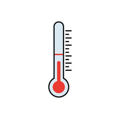 Illustration of a thermometer displaying a temperature reading with a red liquid column.