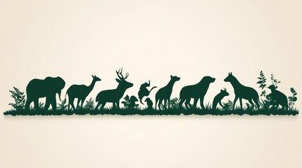 Silhouette of animals in a grassy landscape