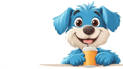 Cute blue puppy enjoying a refreshing drink