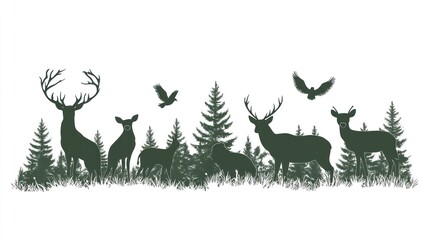 Forest Wildlife Silhouettes