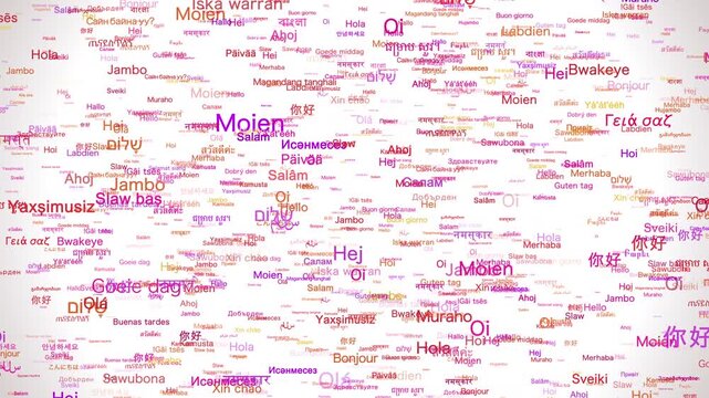 世界の言語で「こんにちは」上昇　ピンク　全63フレーズ（61言語）バージョン　ループ