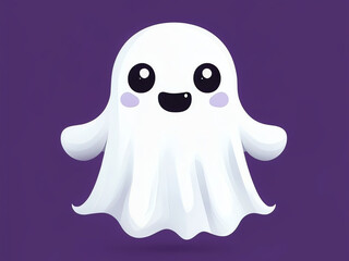 cute cheerful kawaii cartoon ghost illustration friendly halloween character design adorable spooky festive decoration isolated white background suitable for stickers prints party graphics seasonal ar