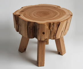 rustic log wooden stool natural handmade furniture piece crafted from solid wood showcasing organic texture simple seating design for home decor interior rustic charm durable style