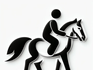 stylized horse rider icon silhouette equestrian sports horseback riding jockey racing minimalist symbol vector graphic design pictogram animal transport activity signage representation
