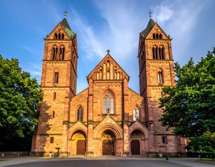 Church facade at dawn