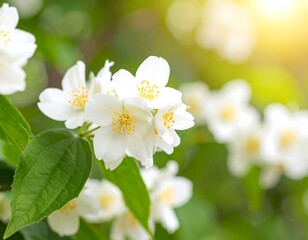 Obraz premium Delicate jasmine flowers in sunlight