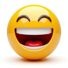 Joyful emoji laughing with heart eyes digital art playful environment close-up view positive concept for engaging content