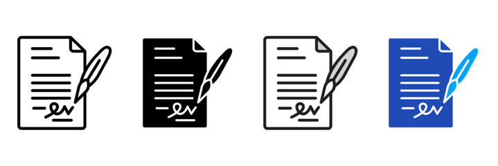paperwork Icon Set Multiple Style Collection. Document, Folder, Clipboard, Pen, Pencil, Paper, File, Contract, Stamp, Envelope, Calendar, Checklist, Spreadsheet, Archive, Report, Signature, Receipt, I