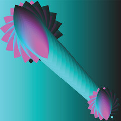 Purple and blue twisted shapes and balls Abstract illustration