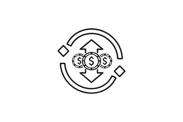 Dollar Bill Arrow Icons Showing Money Direction on White Background