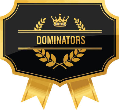 Dominators logo design vector illustration gold and black emblem editable stock