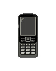 Mobile phone isolated on a white background. Vector illustration in pixel art style.
