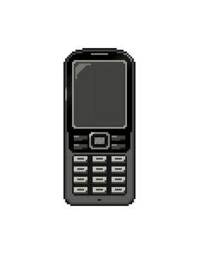 Mobile phone isolated on a white background. Vector illustration in pixel art style.
