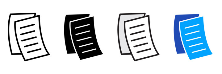 paperwork Icon Set Multiple Style Collection. Document, Folder, Clipboard, Pen, Pencil, Paper, File, Contract, Stamp, Envelope, Calendar, Checklist, Spreadsheet, Archive, Report, Signature, Receipt, I