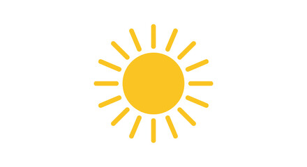A simple illustration of a bright yellow sun with radiating light rays