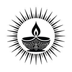Diwali lamp illustration with radiating light festive hindu celebration symbol for graphic design