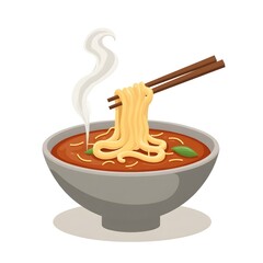 Asian Noodle Soup Vector – Traditional Culinary Illustration