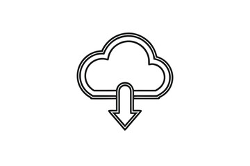 Download Arrow Below Cloud Line Art Icon on White Background
