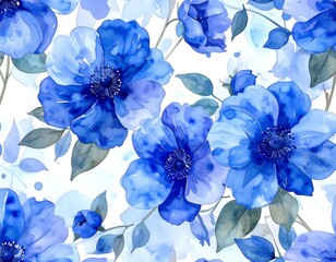 Vibrant blue floral pattern