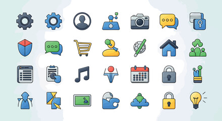 Collection of colorful vector icons for web and mobile apps.
