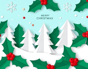 Festive paper Christmas scene