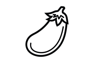 Eggplant Outline, Vegetable Icon, Isolated Illustration, Black Line Art, Simple Design