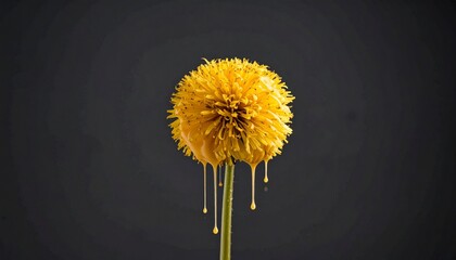 A delicate dandelion sculpture of wax, melting and dripping in slow motion