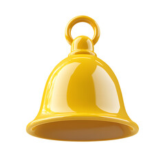 Yellow 3D bell illustration with a smooth, glossy finish. The bell is depicted in a simple and modern design, ideal for notifications and alerts. isolated on a white background