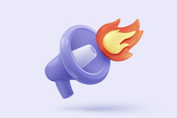3d megaphone speaker or loudspeaker with alert notice icon sign for announce. negative check list buttons, urgency correct, tick message reminder for problem. 3d emergency icon vector illustration