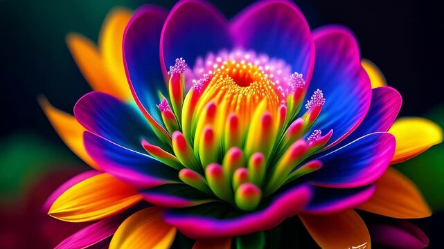 高精細で鮮やかなRGBフルカラーの花が蕾から咲く様子