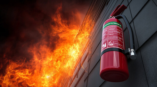Dramatisches Hausbrand-Szenario mit lodernden Flammen und intensivem Feuerschein in der Dunkelheit