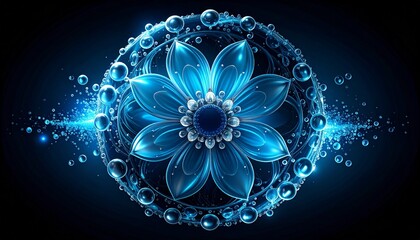 Fine droplets and liquid motion arranged in a soft round design