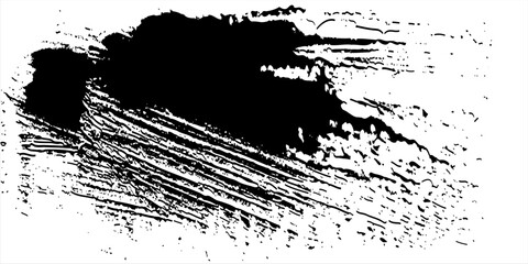 Stock image of creative brush strokes on white background.  Black brush Stock on isolated background. Abstract black brush stroke on white background with colorful oil paint.