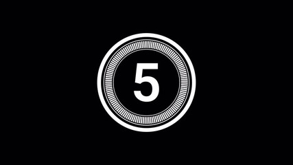 5 second countdown timer, digital circular animation from 10 to 0 seconds on black background. Simple 5-second countdown timer version included Movies start intro 5 4 3 2 1 0 count down - Powered by Adobe