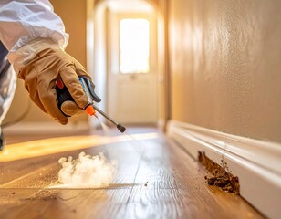 Pest Control Specialist Treating Termite Damage in a Home